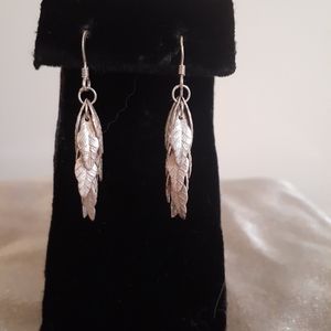 1:2 Price Marked Vintage 1970's Dangle Feather Earrings in Sterling Silver